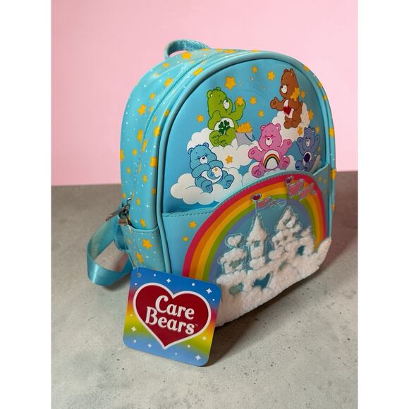 Care Bears Handbags - Care Bears Kids Backpack Blue Multicolor Canvas Cartoon Adjustable Strap Pockets